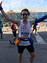 Dr. Eric Forman at the 2016 NYC Marathon, representing Every Mother Counts.